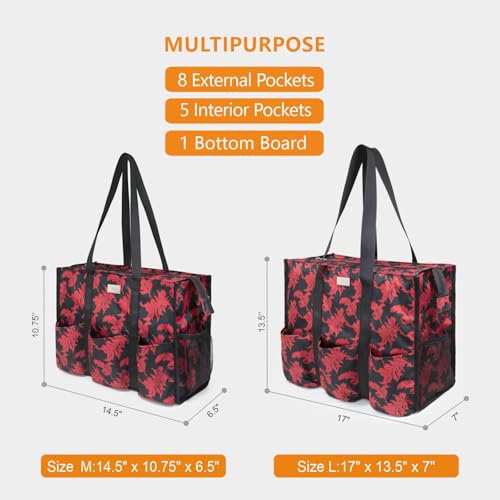 Image of TOPDesign Utility Water Resistant Tote Bag with 13 Pockets, Top Zipper Closure & Thick Bottom Support, for Working Women
