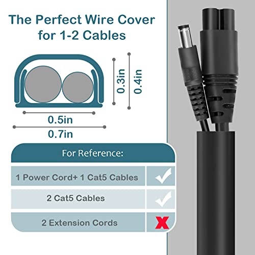 Image of ZhiYo 43 inch Cord Covers for Wires on Wall, Black Cord Hider, 0.7 inch W x 0.4 inch H