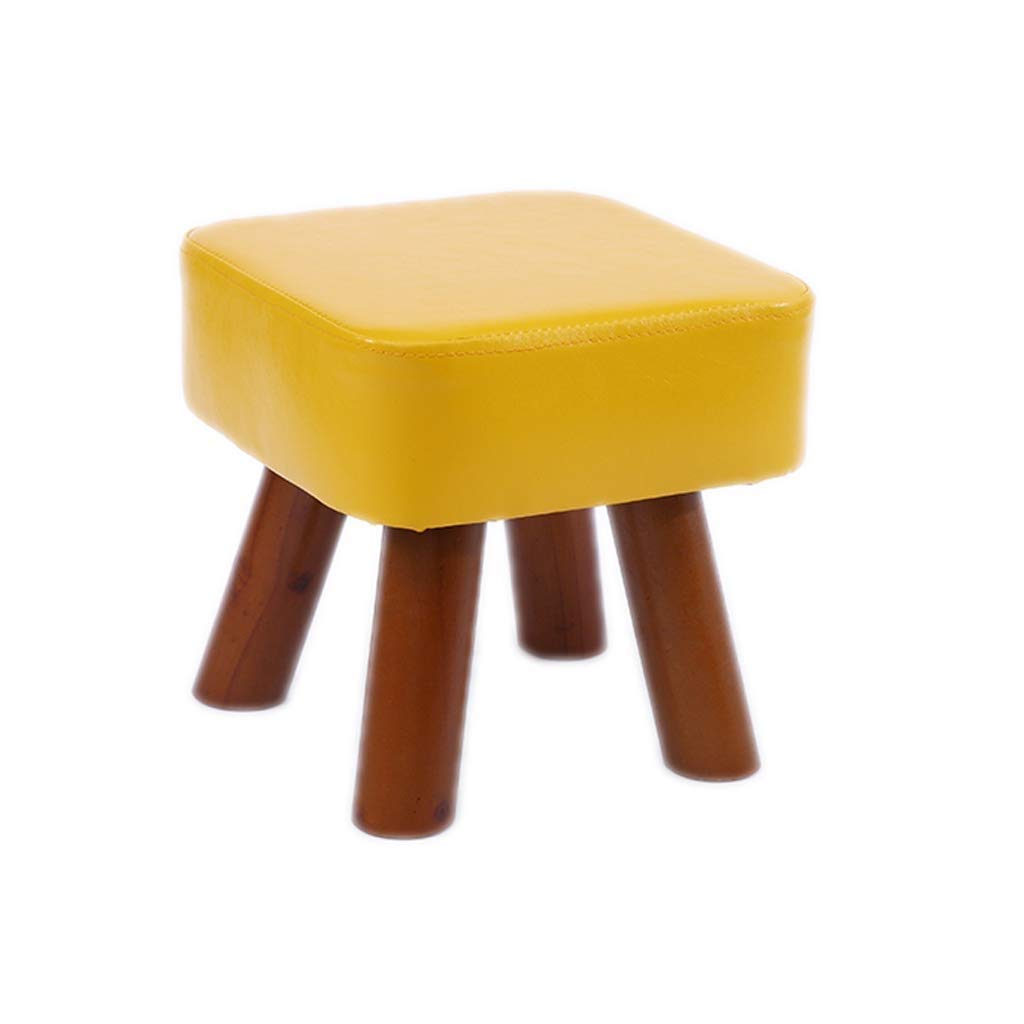 Banc à chaussures jaune NMDCDH petit tabouret maison multi-fonction en bois massif