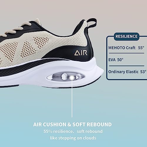 MEHOTO Men\'s Air Running Shoes Athletic Sports Tennis Sneakers Lightweight Gym Walking Jogging Workout Shoes Beige, Size 10.5