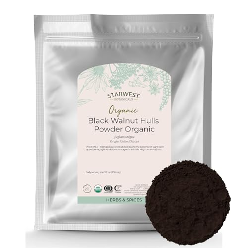 Starwest Botanicals Organic Black Walnut Hull Powder - Finely Ground, Use for Tea & Baking, Certified Kosher, Non-GMO - Bulk 1 lb Bag