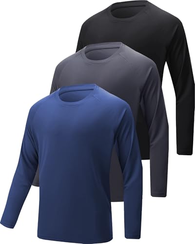 YOIOWVY T-Shirt à Manches Longues pour Homme,Lot de 3/5/7 T-Shirts de Sport/Course à Pied à séchage Rapide et Protection Solaire UPF50+ UV - Coupe ajustée...