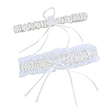 Wedding Bridal Garter Set Women's Satin Elastic Floral Bow Garter Belts Leg Garters PTK11 (Ivory)