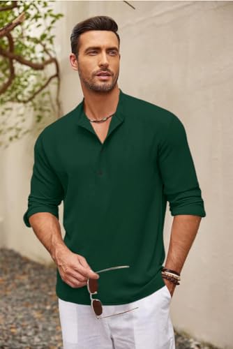 Image of Bellstone Men's Cotton Blend Solid Regular Fit Full Sleeve Short Kurta | Men's Trendy Short Kurta | Ethnic Stylish Casual Lightweight Summer Kurta for Daily and Occasion Use
