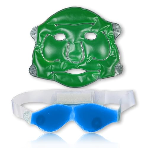 Image of Aqua Ice Face & Eye Cooling Gel Mask and Aloe Vera Gel Mask Ice Pack for Face and Eye Patches Remove Dark Circles, Fatigue Cool Eyes Patch Pads Eye Care | Facial Skin Refresh Face Mask for Hot & Cold Therapy (Small Aloe Face Mask, Blue Magnetic Eye Mask)
