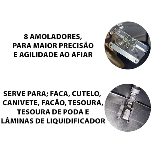SQ Só Qualidade Amolador Afiador de Facas Aço Profissional Linha Garbo Top 2 Unidades 19cm