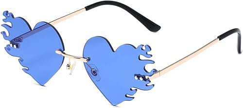 BAWUYI Lentes de sol con llama de fuego caliente, sin montura, con forma de diablo, para fiesta, graduación, Halloween, accesorios de disfraz para