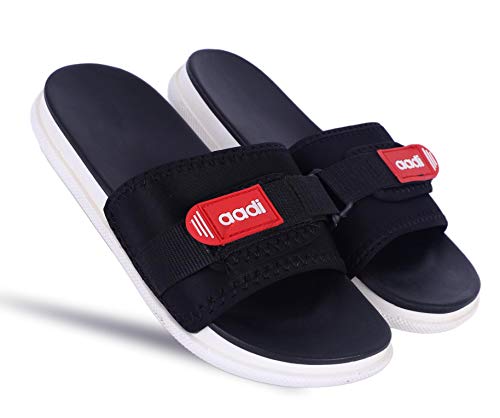 Image of AADI Men's Synthetic Leather Daily Use Casual Sliders /Flip Flop & Slippers