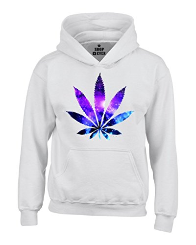 Marijuana Leaf Galaxy Hoodies #61367 Weed Smokers Hoodies Large White