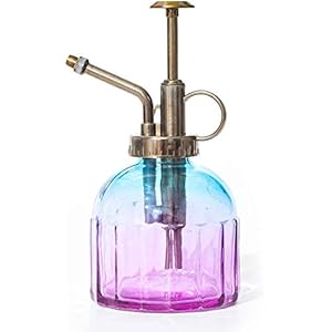 MEETOZ Glazen Plant Mister Spray Fles, 6.3″ Tall Vintage Plant Spritzer met Bronzen Plastic Top Pomp, Glas Kleine Gieter voor Indoor Potplanten, Outdoor Tuin, Planten (Blauw Violet Gradiënt)