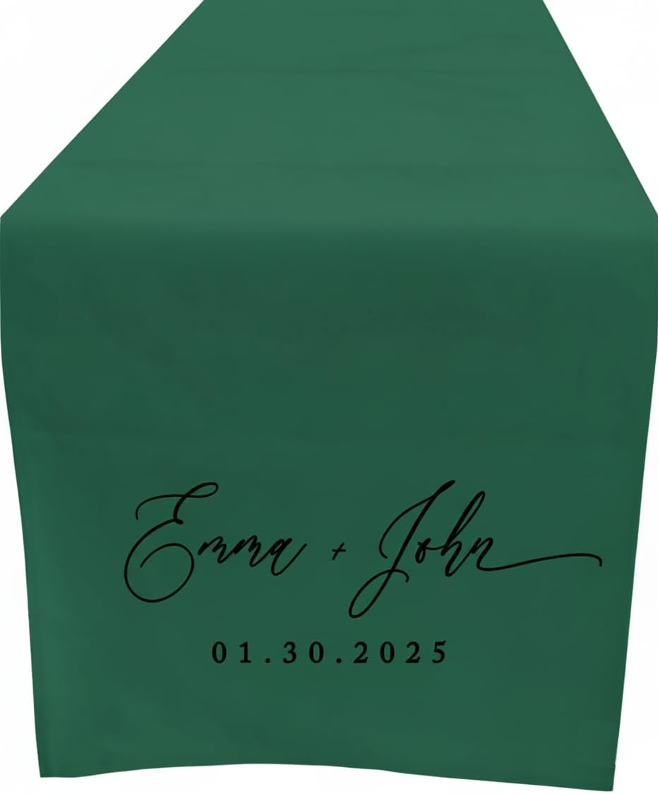T-SHIRT DESIGN STUDIO - Customized Table Runner – Personalized Text / Logo, Printed Name Design for Business, Tradeshow, Events, Exhibition, Weddings (Forest Green, 60x150cm)