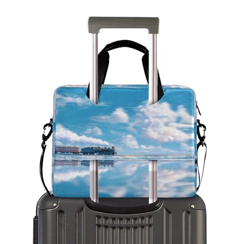 Maletín para portátil con estampado surrealista de tren miniatura 4