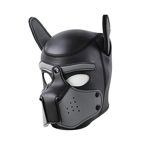 LEWECEEO Neoprene Puppy Hood Camo Full Face Mask Cosplay Costume Dog Head Masks (Gray) by LEWECEEO - Image 5