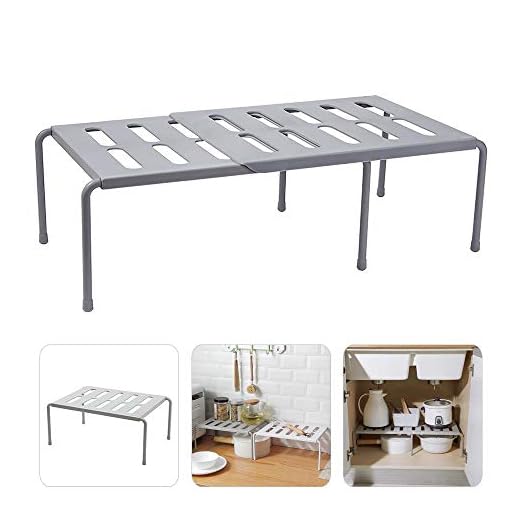 Volwco Estante expandible para Armario, retráctil, multifunción, para Almacenamiento de Cocina, baño, Almacenamiento de Maquillaje, Escritorio, diseño de Rejilla, Puede drenar