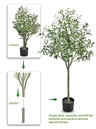 Astidy Artificial Olive Tree - 4Ft Tall Fake Olive Plant In Pot - Faux Olive Tree Topiary Silk Trees - Artificial Tree For Home Office Living Room Floor Decor Indoor #TOP4