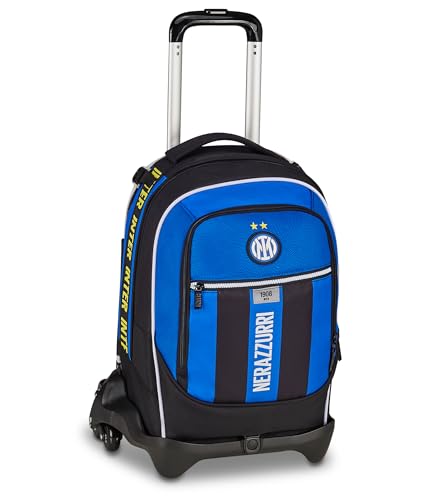 Seven Trolley Jack 3 Ruote Inter, Nero Azzurro, Zaino con Carrello Sganciabile da 33 Litri, con Tasca Frontale, Zainetto Staccabile, per Scuola Elementare e Medie, Bambino e Ragazzo