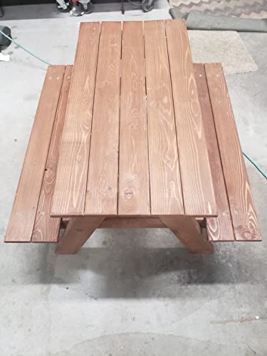 Kids Picnic Table Made from Cedar Lumber (Dark Brown), 36 Inch long by 34 Inch wide