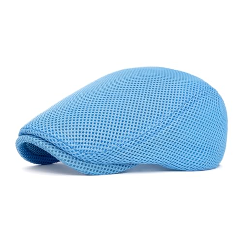 Image of meioro Men's Mesh Flat Cap Summer Breathable Newsboy Hats Beret Ivy Cap Gatsby Irish Cabbie Driving Hat Full Head Wrap