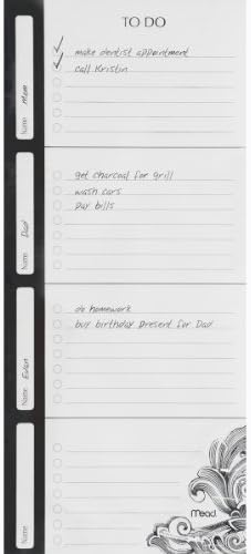 Mead Irony Collection Multi-list Magnetic Notepad 60 Decorated Sheets