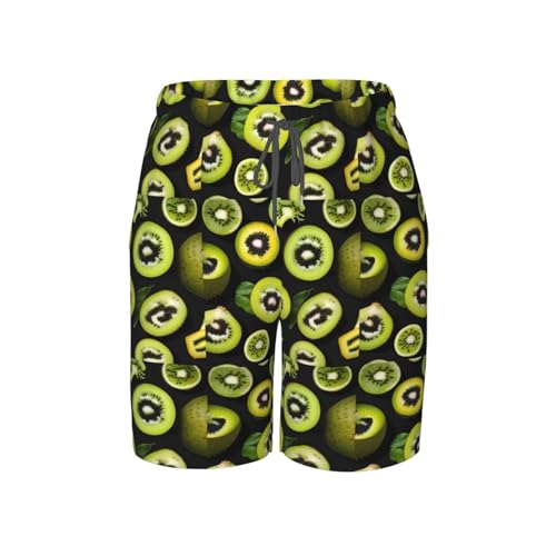 Green Kiwi Youth Beach Pants, Soft and Breathable, with Drawstring Waist, Suitable for Sports and Leisure.