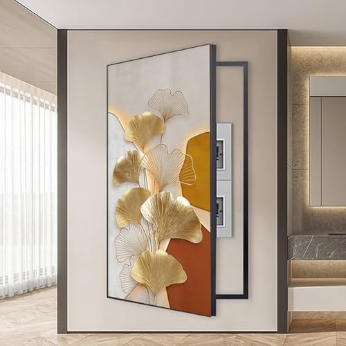 Boîte électrique cachée par un cadre photo décoratif de 80x160cm et couvercle de boîte à fusibles