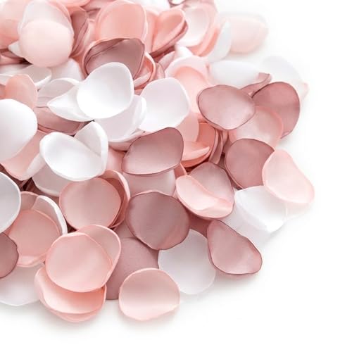 Lookein 300pcs Rose Petals Satin Flower Petals for Wedding Flower Girl Basket Table Centerpieces Aisle Runner Party Confetti Bridal Shower Dinner Wedding Decoration, Romantic Nude Pink