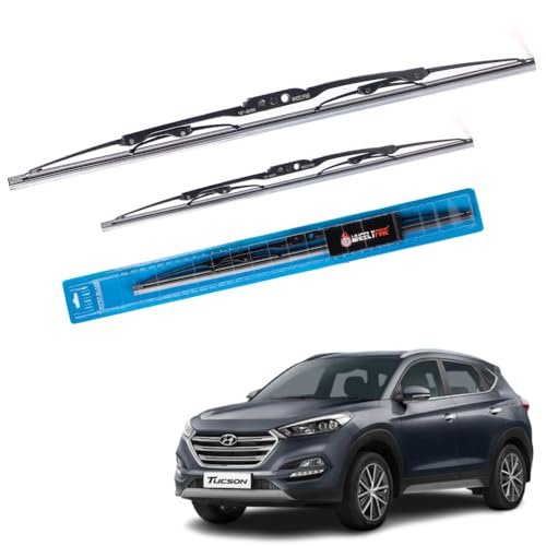 Image of Windshield Car Wiper Blades Metal Frame Water Repellant Cleaning Wiper Blades Refills Best for Hyundai Tucson (Tl) (2015-2020) Dr 24 inch /Pa 16 inch