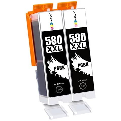 GPC Image PGI-580XXL PGBK Compatible Ink Cartridges Replacement for Canon PIXMA TS8150 TS6251 TS6350 TS6351 TR8550 TS8150 TS8250 TS6150 TR7550 TS9150 TS6151 TS8251 TS6250 TS9550 TS705 TS8151 (2 PGBK) Cover