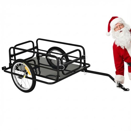 Aosom Bike Trailer, Foldable Bicycle Trailer with16 Inch Pneumatic Tire,