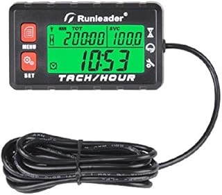 Runleader Hour Meter Tachometer, Maintenance Reminder, Alert RPM Reminder, Initial Hours Settable, Battery Replaceable, Use for Lawn Mower Generator Marine ATV and Gas Powered Equipment (HM058B-RD)