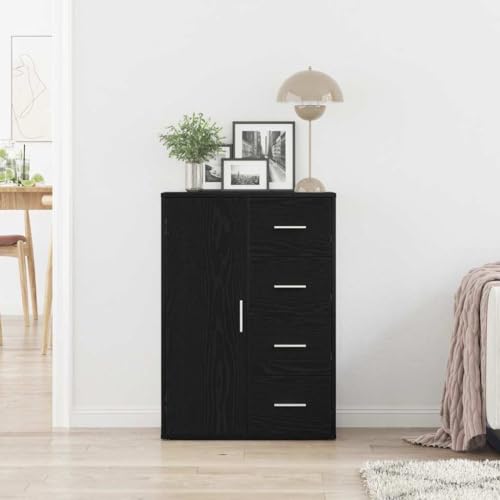 Aparador de roble negro de 60x31x84 cm con cajones y puerta para el salón 4