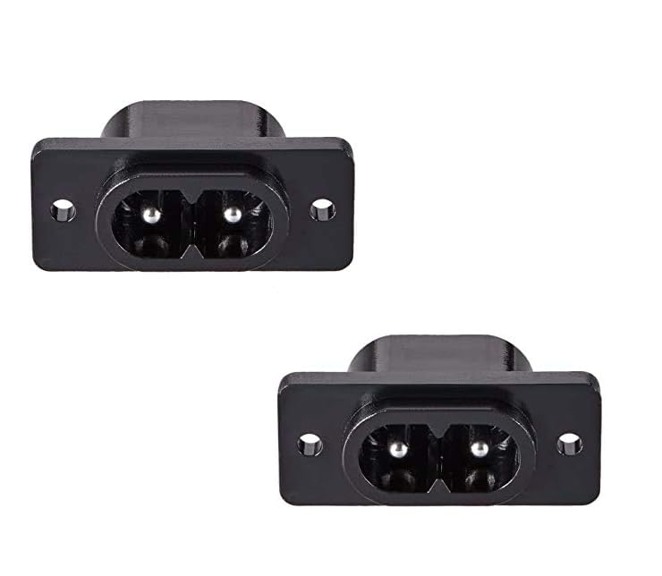 JR-201A 2 Pin AC Power Socket Panel Mount AC Power Plug Socket - Pack Of 2