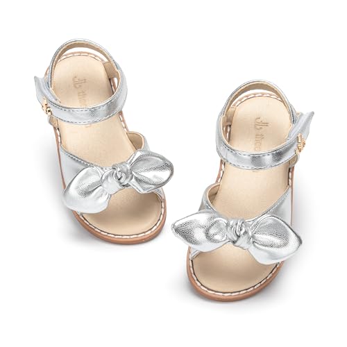 Image of THEE BRON Toddler Girls Sandals Wedding Flower Girl Dress Shoes Open Toe Flats