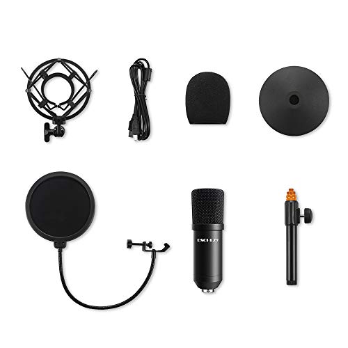 Podcast USB microfono per PC, microfono professionale in metallo per computer portatile 192kHz/24bit Studio cardioide kit condensatore , per Skype Youtuber