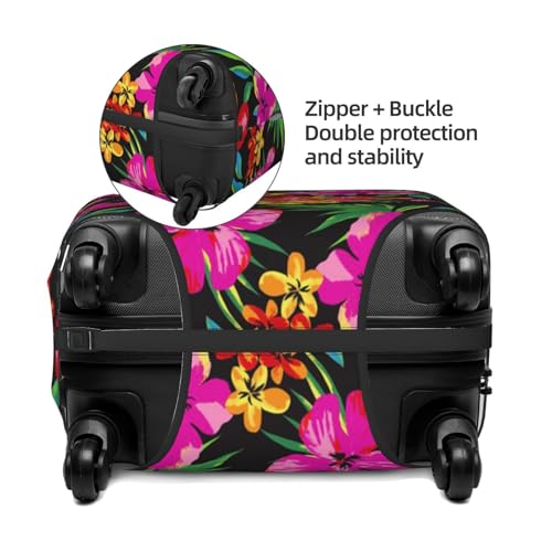 Hawaiian Flower Print Suitcase Cover Luggage Protector Washable Elastic Fashionable Travel Gear Cover4