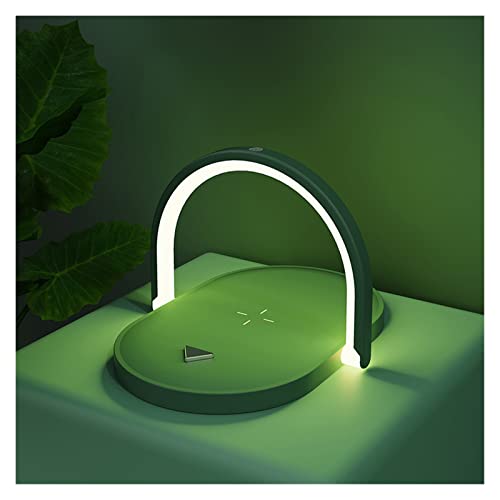 Cargador Inalambrico, Cargadores inalámbricos rápidos de 15 W for Soporte de Cargador de inducción de teléfono con lámpara de Escritorio iluminada por la Noche(Groen)