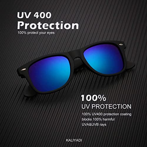 Image of KALIYADI Polarized Sunglasses for Men and Women Matte Finish Sun glasses Color Mirror Lens UV Blocking (3 Pack)