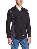 Dickies Occupational Workwear LL524BKCH 2XL Polyester/ Cotton Men's Long Sleeve Industrial Color Block Shirt, 2X-Large, Black/ Dark Charcoal