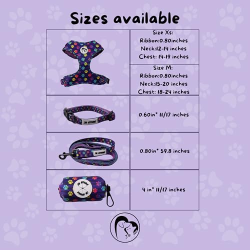 Image of JB Outdoor Walking Harness - Collar, Leash and Poop Bag Kit, Adjustable Breathable, No Pull Harness, Soft Grip Leash, for Puppies, Small Dogs, Cats and Rabbits, Extra Bags, Paw