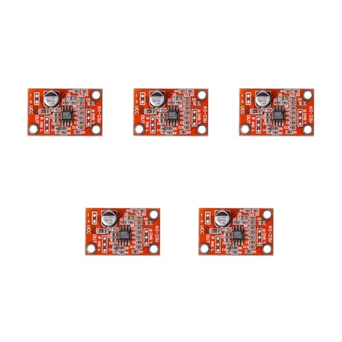 NGCG 5Pieces AD828 Stereo Dynamic Microphone Preamplifier Board MIC Preamp Module for DC 3.8V, Orange
