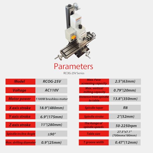 WYDDDARY Mini Precision Drilling and Milling Machine Max Drill Diameter 0.9" Benchtop Drilling and Milling Machine with R8 Spindle Taper and 1100W Brushless Motor 50-2250Rpm 110V - Image 2