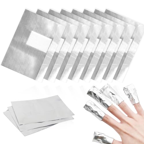 Soodyoow 100 Pcs Papillote Ongle Semi Permanent, Papillotes en Aluminium, Vernis à Ongles Enlever, Tampons Dissolvants pour Vernis à Ongles en Aluminium, Feuille d'aluminium Dissolvant, Argent