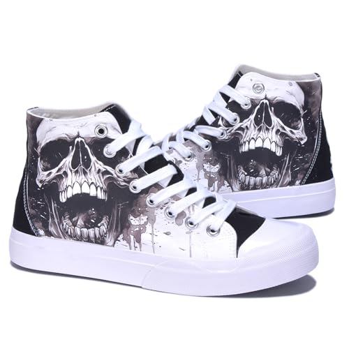 Halloween Skull Shoes for Men Casual High Tops Women Fashion Sneakers White Comfortable Walking Shoes2