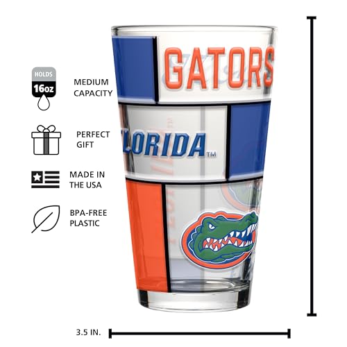 Image of Logo Brands NCAA oz Stained Glass Pint Glass - 3D Embossed Logo & Bold Team Colors - Durable Sports Fan Beer Glass for Home, Bar & Tailgates