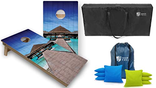 Tailgating Pros Tournament Grade Cornhole Game-Includes Two 4'x2' Regulation Baltic Birch Cornhole Boards–Optional LED Lights