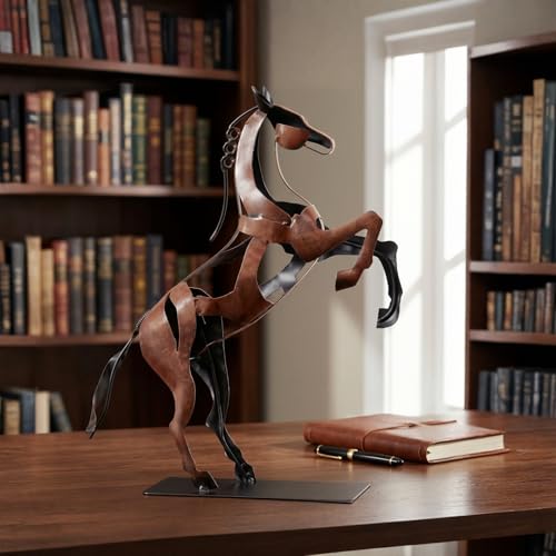 Estatua de Caballo de Metal Hecha a Mano y Pintada miniatura 6