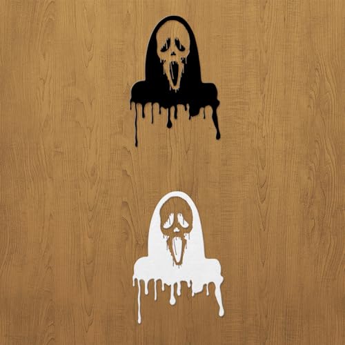 (2 Pcs, 3.5'' x 6.8'', 1 Black, 1 White) - No Background - Durable and Waterproof of Ghostface, Scream Car Decal, Horror Movie Sticker Decal for Laptops, Water Bottles, Cars, Trucks, Wall Ideal by 925 Mart - Used condition - Image 5