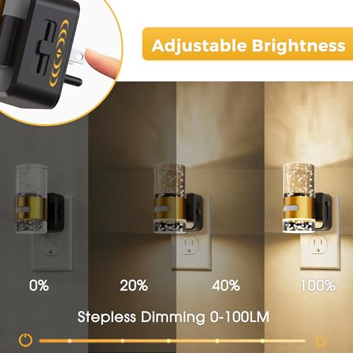 Image of L LOHAS LED Motion Sensor Night Light,Dimmable Night Lights Plug into Wall | 3000K Night-Lights with 0-100 LM Adjustable, Acrylic Bubble Plug in Nightlight for Bathroom Hallway Nursery