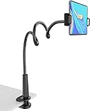 Tablet Stand Holder, Mount Holder Clip with Grip Flexible Long Arm Gooseneck Compatible with ipad iPhone/Nintendo Switch/Samsung Galaxy Tabs/Amazon Kindle Fire HD - Black