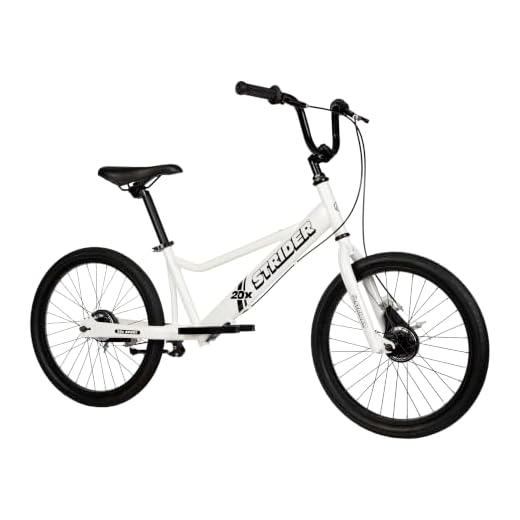 Strider 20x, White - Learn-to-Ride Balance Bike for Ages 8+ - Includes Dual Drum Handbrakes & Kickstand - Easy Assembly & Adjustments